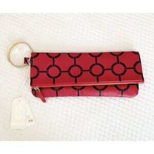 NWT Mud Pie Mudpie Convertible Magnetic Fold Over Cuff Bangle Clutch Purse Red